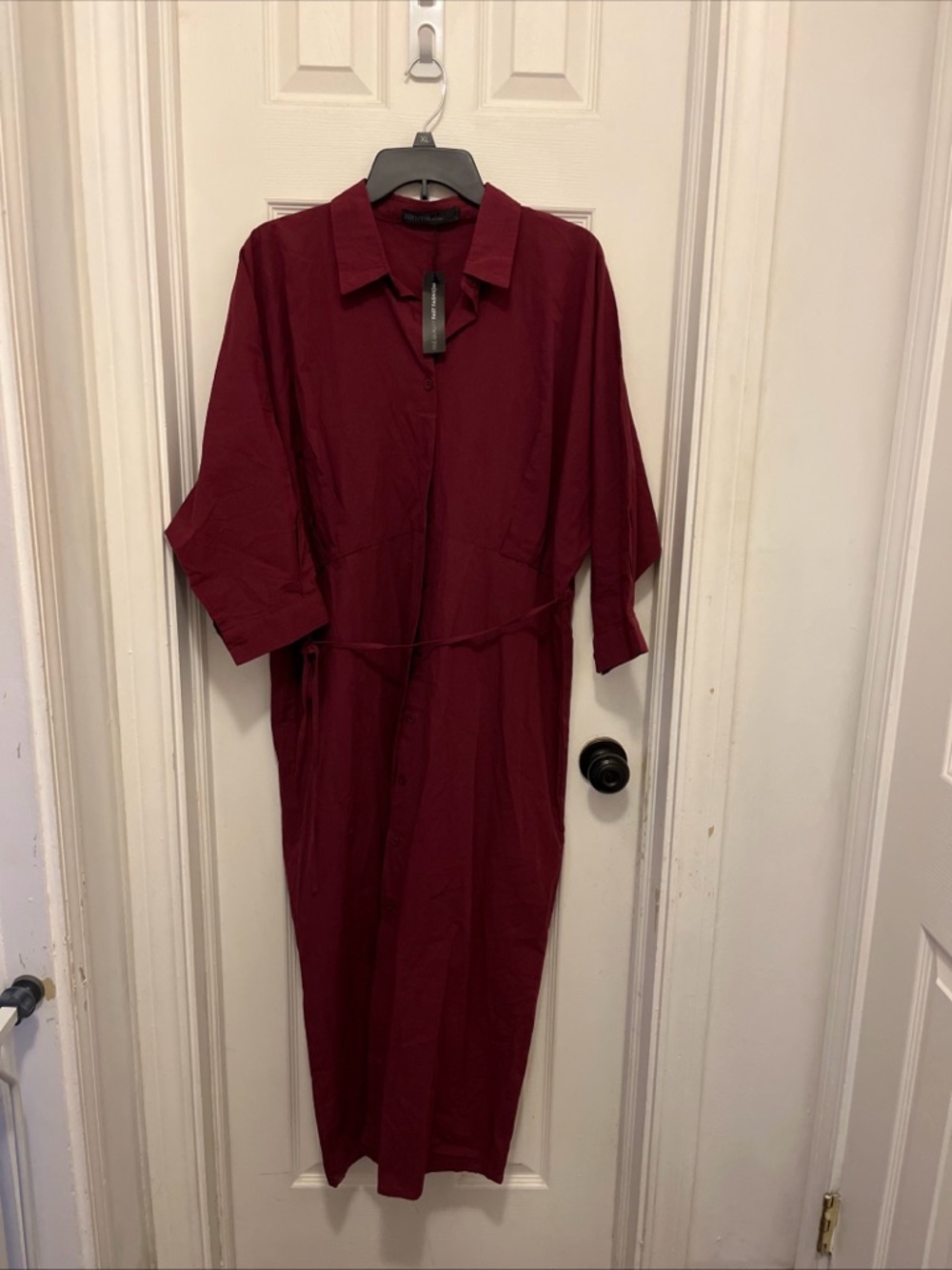 Zanzea Button-Front Shirt in Berry Red